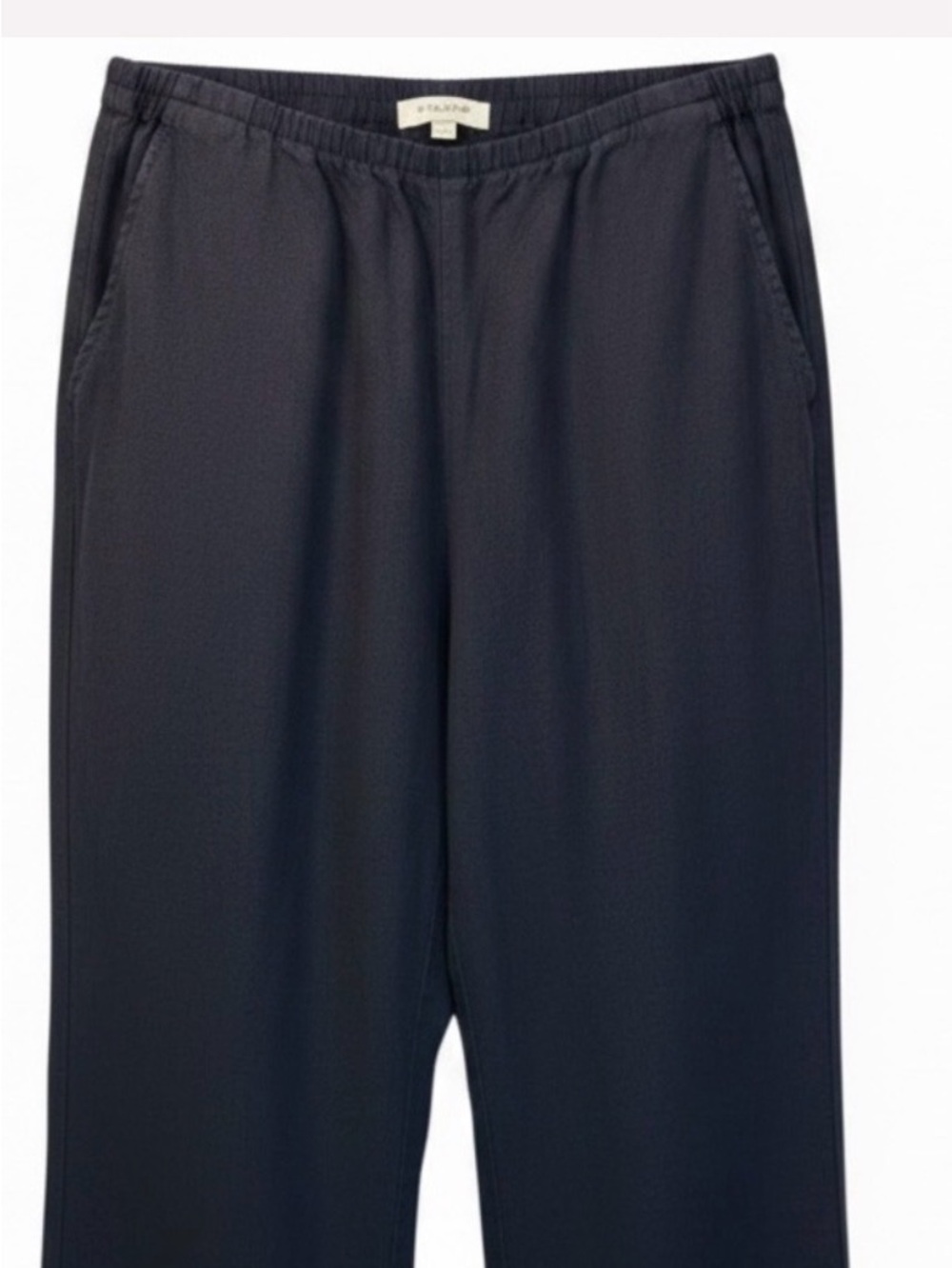 100% Linen Tall High Rise Wide Leg Navy Blue Natural Fiber Pull-On Pants Pockets